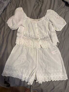 NWOT Calypso St. Barths White Eyelet Two-Piece Set - Breezy Summer Top & Shorts
